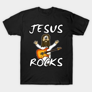 Jesus Rocks Electric Guitar Christian Guitarist T-Shirt